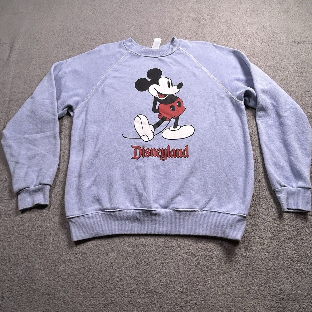 Disneyland Sweatshirt Womens M Mickey Mouse Graphic Light Blue Y2K Retro